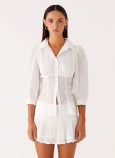 Frida Broderie Top - White