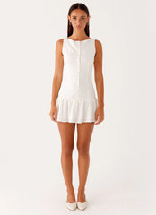 Meggie Linen Mini Dress - White