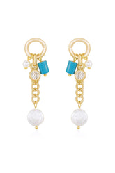 Pearl and Charm Dangle Earrings
