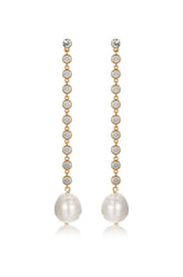 Crystal Chain Pearl Drop Earrings