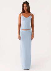Anastasia Knit Maxi Skirt - Blue