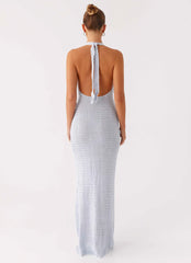 Novalee Flower Crochet Maxi Dress - Blue