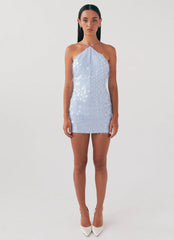 Glitz And Glamour Halterneck Mini Dress - Lavender Mist