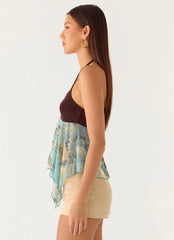 Lyrica Halter Top - Aqua Blur