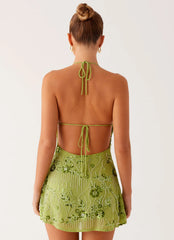 Leo Beaded Mini Dress - Green