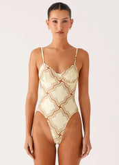 You Got Me One Piece Swimsuit - Tidal Print