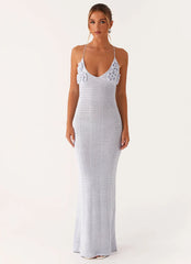 Zara Rose Crochet Maxi Dress - Blue