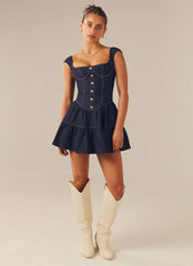 Isabella Denim Bustier Dress - Indigo
