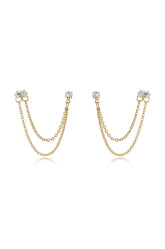 Double Piercing Chain Dangle Earrings