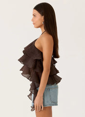 Inna Frill Halter Top - Chocolate