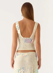 Erinah Sequin Top - Yellow