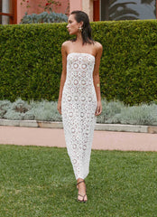 Kingsly Crochet Maxi Dress - White