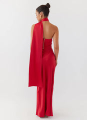 Josefina Satin Maxi Skirt - Rouge Red