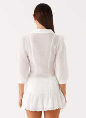 Sync Love Broderie Mini Skirt - White