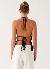 Sergio Halter Top - Black Polka Dot
