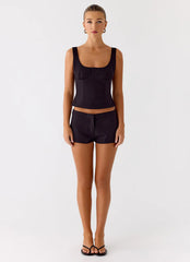 Coastline Cotton Micro Mini Shorts - Black