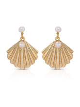 Scallop Shell and Pearl Earrings