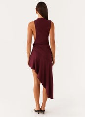Venetia Asymmetric Maxi Dress - Deep Maroon