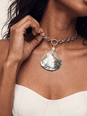 Mixed Metal Shell Statement Necklace