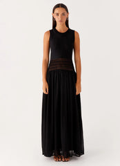 Off Grid Crochet Maxi Dress - Black
