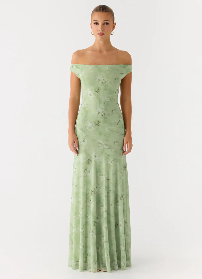 Wasting Time Maxi Dress - Blurred Lime