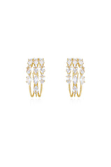 Multi-Crystal Huggie Hoop Earrings