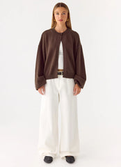 Annie One Button Cardigan - Chocolate