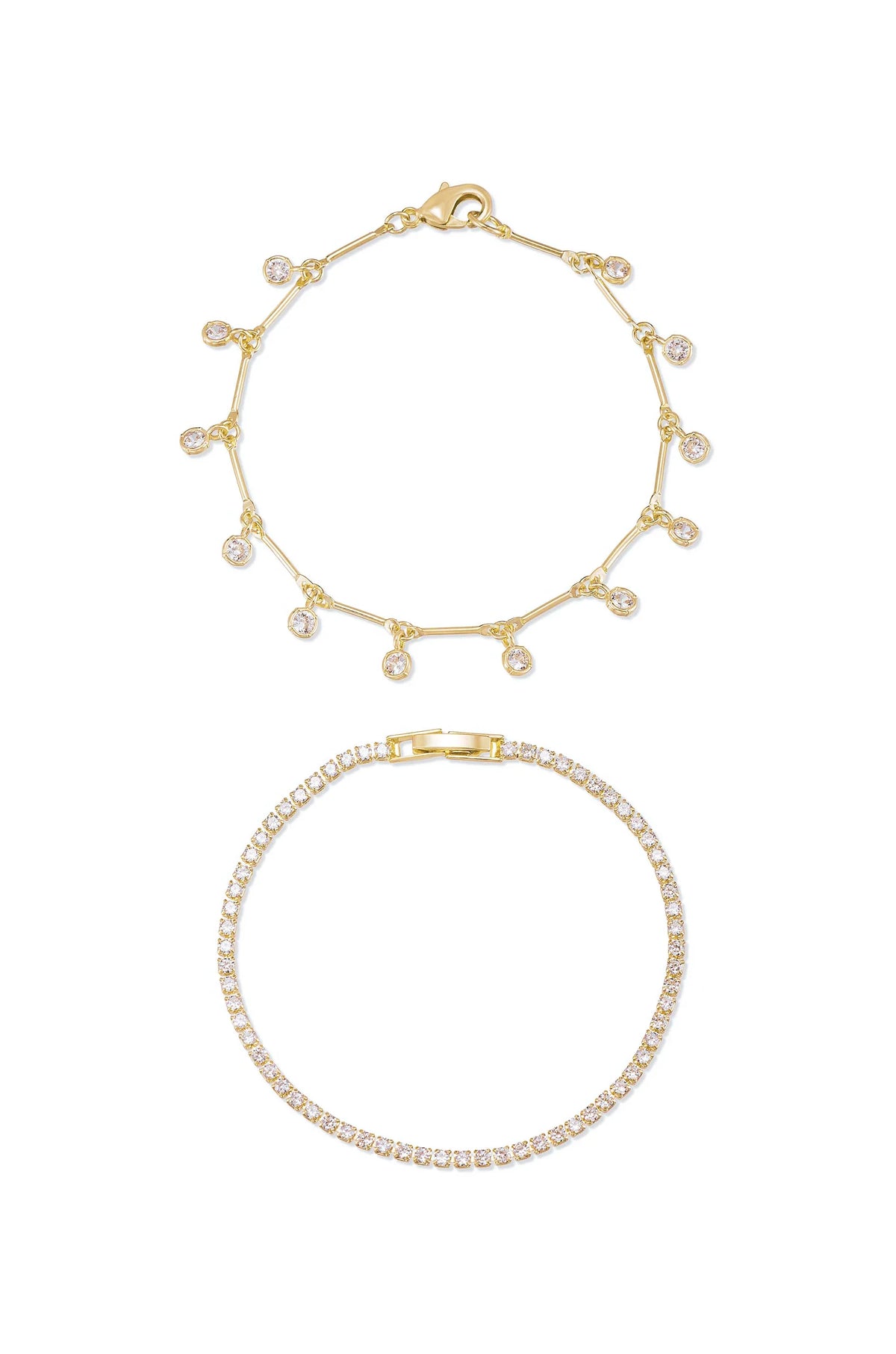 Crystal Droplet Chain Bracelet Set