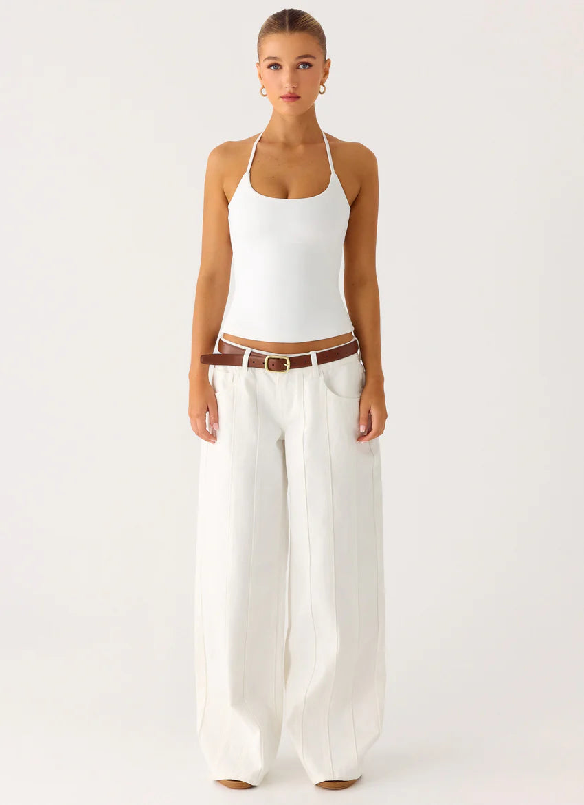 Johnny Low Rise Wide Leg Denim Jeans - White