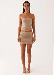 Brightside Rhinestone Mini Skirt - Silver