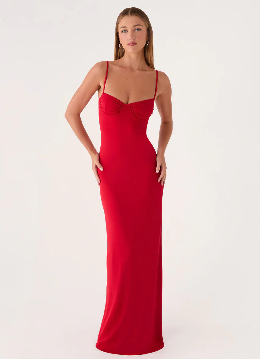 Vamonos Maxi Dress - Cherry Red