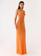 Delfina Cowl Knit Maxi Dress - Orange