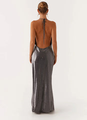 Sleek Love Sequin Maxi Dress - Silver Sequin