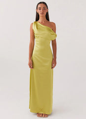 Heart Of Glass Satin Maxi Dress - Chartreuse
