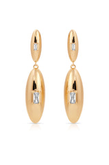 Oval Dome Double Drop Earrings