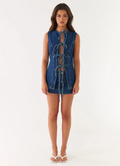 Maysa Low Rise Mini Skirt - Dark Blue