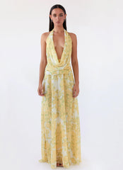 Elysia Chiffon Maxi Dress - Daffodil