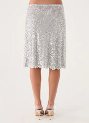 Evodia Sequin Midi Skirt - Silver