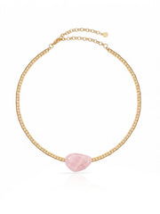 Beaded Rose Nugget Necklace
