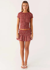 Lenore Mini Skirt - Ruby Check