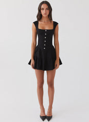 Isabella Denim Bustier Dress - Black