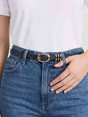 Classic Skinny Belt in Grey Snake