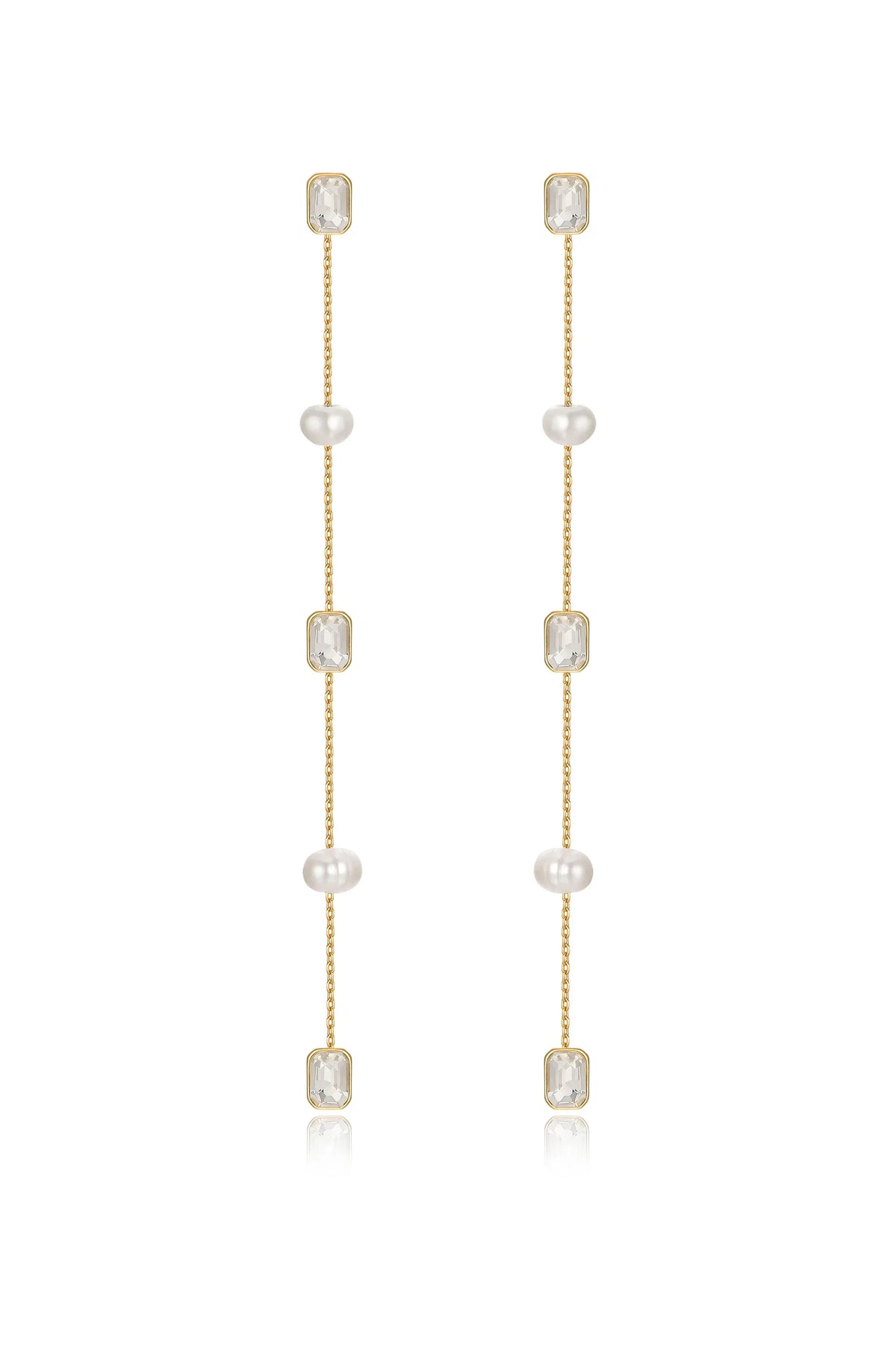 Pearl and Crystal Linear Earrings