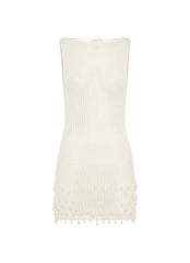 Miracle Beaded Crochet Mini Dress - Ivory