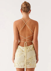 Vietta Sequin Cami Micro Mini Dress - Yellow