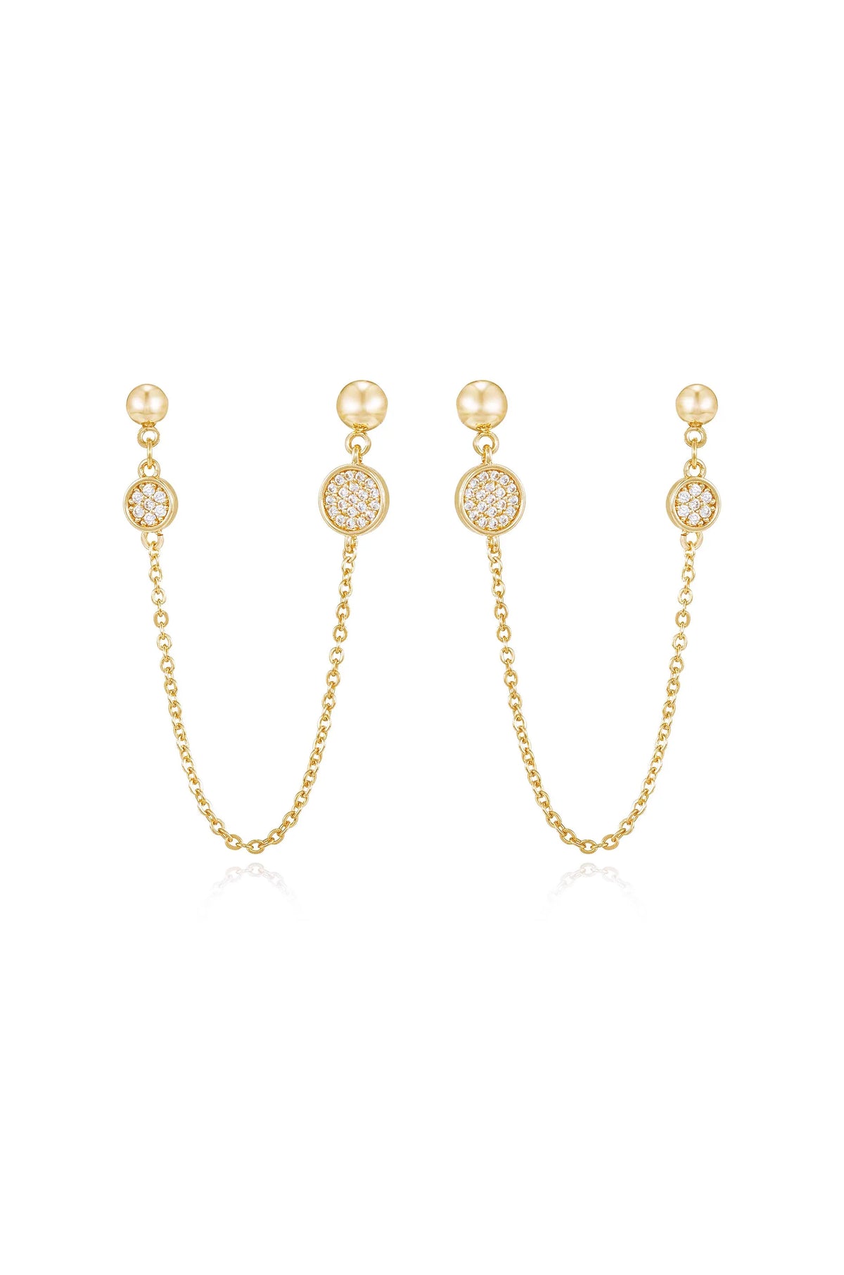 Double Piercing Chain Drop Earrings