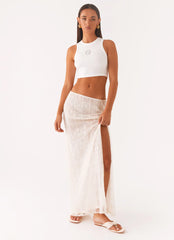 Opal Sequin Maxi Skirt - White