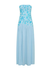 Eden Strapless Beaded Maxi Dress - Blue