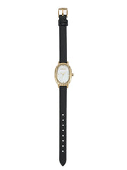 Timeless Texture Black Leather Watch