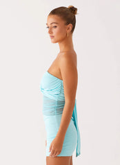 Lita Twist Mini Dress - Turquoise